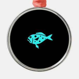 Ocean Glow_Aqua Blue-on-Black Grouper Metalen Ornament