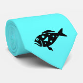 Ocean Glow_Black-on-Aqua Blue Grouper Stropdas (Opgerold)