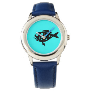 Ocean Glow_Black-on-Aqua Grouper Horloge