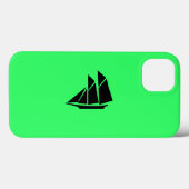 Ocean Glow_Black-on-Green Clipper Ship Case-Mate iPhone Case (Achterkant (horizontaal))