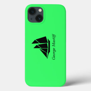 Ocean Glow_Black-on-Green Clipper Ship_personalize iPhone 13 Hoesje