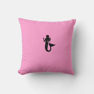 Ocean Glow_Black-on-Pink Mermaid Kussen