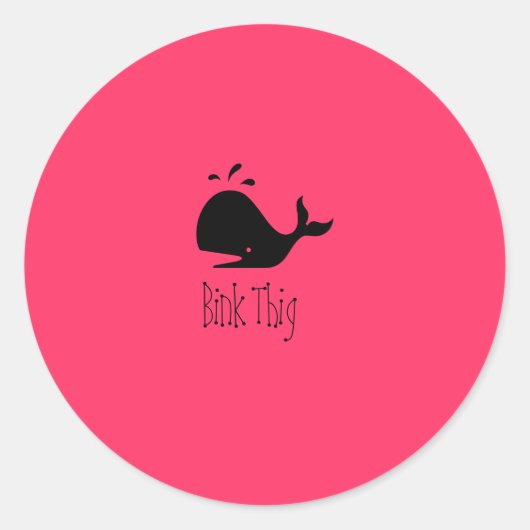 Ocean Glow_black-on-red Whale "Bink Thig" Ronde Sticker (Voorkant)