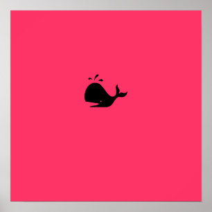 Ocean Glow_black-on-red Whale Poster