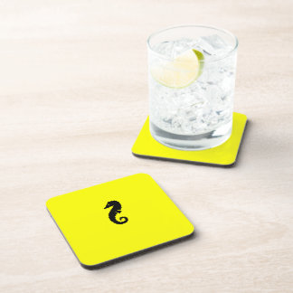 Ocean Glow_Black-on-Yellow Seahorse Bier Onderzetter