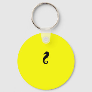 Ocean Glow_Black-on-Yellow Seahorse Sleutelhanger