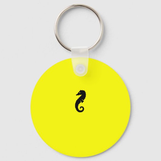 Ocean Glow_Black-on-Yellow Seahorse Sleutelhanger (Voorkant)