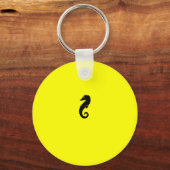 Ocean Glow_Black-on-Yellow Seahorse Sleutelhanger (Voorkant)