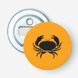 Ocean Glow_Black op Oranje krab Button Flesopener