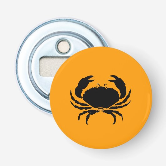 Ocean Glow_Black op Oranje krab Button Flesopener (Voorkant)