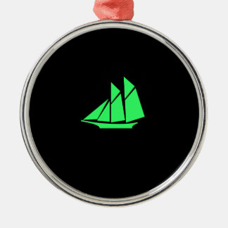Ocean Glow_Green-on-Black Clipper Ship Metalen Ornament