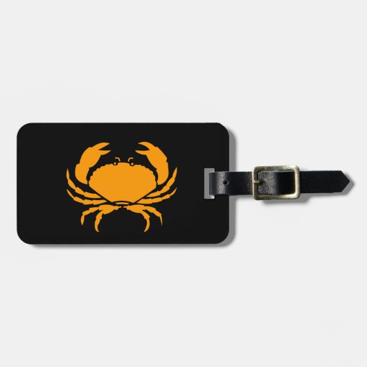 Ocean Glow_Oranje op Black Crab_personalized Bagagelabel (Voorkant horizontaal)