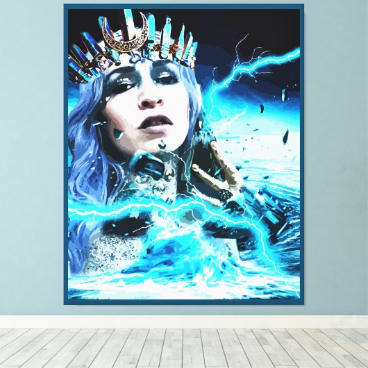 Ocean Goddess Fantasy Abstracte Art Canvas Afdruk (Insitu (Houten vloer))