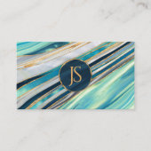 Ocean Golden Flow abstract monogram Visitekaartje (Voorkant)
