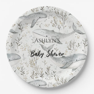 Ocean Grey Whales Baby shower Papieren Bordje