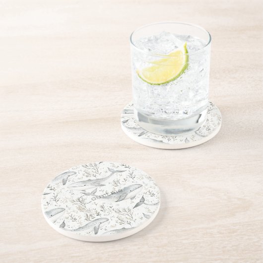 Ocean Grey Whales Zandsteen Onderzetter (Zijkant)