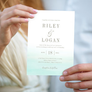 Ocean Hues Destination Beach Wedding Invitations Bedankkaart