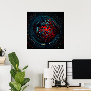Ocean Inferno Red Glow Poster