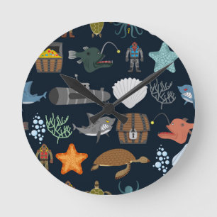 Ocean Inhabitants Patroon 1 Ronde Klok
