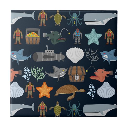 Ocean Inhabitants Patroon 1 Tegeltje (Voorkant)
