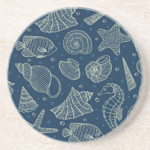 Ocean Inhabitants Pattern 2 Zandsteen Onderzetter