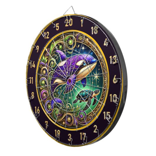Ocean-Inspired Orca Dartboard Muuraccent Dartbord (Voorkant Rechts)