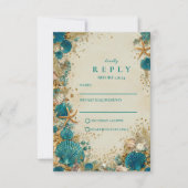 Ocean Inspired Seashell Wedding RSVP Kaartje (Voorkant)
