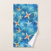 Ocean-Inspired Starfish & Seashells Blue Coastal Bad Handdoek (Handdoek)
