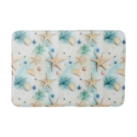 Ocean-Inspired Starfish & Seashells Coastal Decor Badmat (Voorkant)