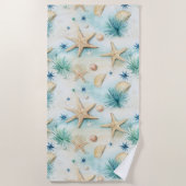 Ocean-Inspired Starfish & Seashells Coastal Decor Strandlaken (Voorkant)