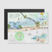 Ocean Isle Beach | Carte illustrée de Caroline du  (Devant / Derrière)