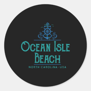 Ocean Isle Beach North Carolina Nautilus ontwerp Ronde Sticker
