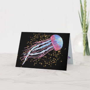 Ocean Jellyfish Sparkle Birthday Kaart