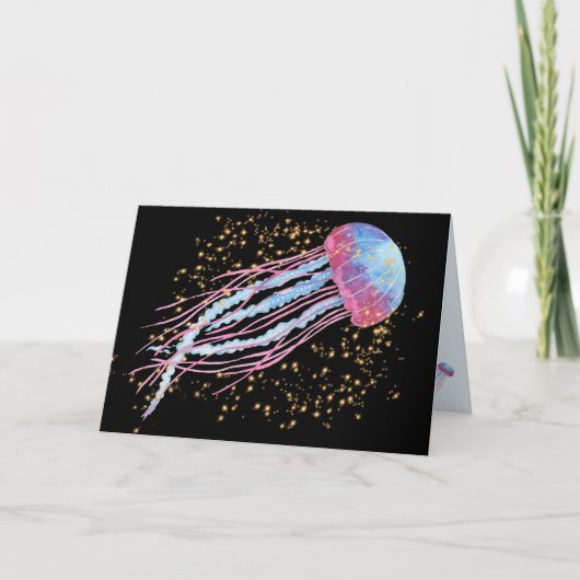 Ocean Jellyfish Sparkle Birthday Kaart (Voorkant)