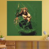 Ocean King Trident Warrior Dynamic Comic Art Canvas Afdruk (Insitu (Woonkamer))