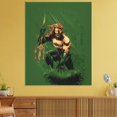 Ocean King Trident Warrior Dynamic Comic Art Canvas Afdruk (Insitu (Woonkamer))