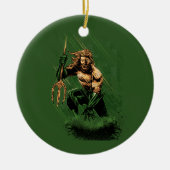 Ocean King Trident Warrior Dynamic Comic Art Keramisch Ornament (Voorkant)