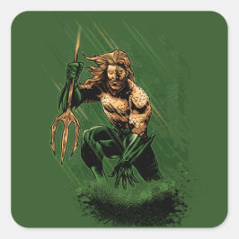 Ocean King Trident Warrior Dynamic Comic Art Vierkante Sticker