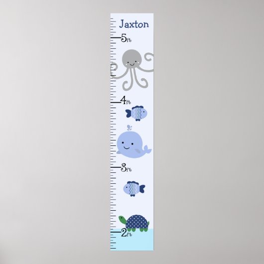 Ocean Life Blue Whale Growth Chart Keep On 8x44! Poster (Voorkant)