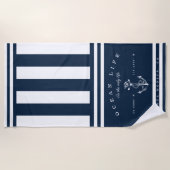 Ocean Life Nautical Navy & White Stripe Anchor Strandlaken (Voorkant)