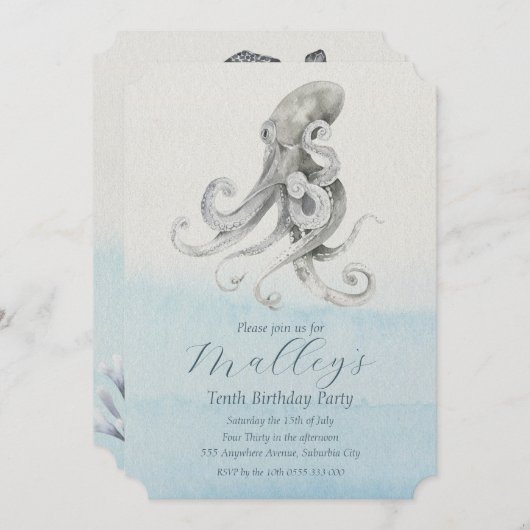 Ocean Life Numéro d'âge Invitation (Devant / Derrière)