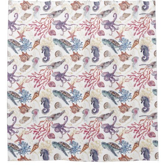 Ocean Life onder het Zee Douchegordijn (Voorkant)