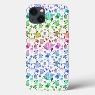 Ocean Life Pattern in Rainbow Gradient iPhone 13 Hoesje