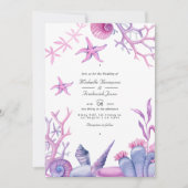 Ocean Life QR Code RSVP Nautical Wedding Kaart (Voorkant)
