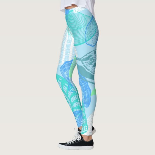 Ocean Life Seamless Pattern Leggings  (Gauche)