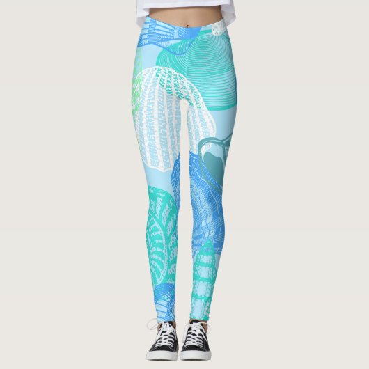 Ocean Life Seamless Pattern Leggings (Devant)