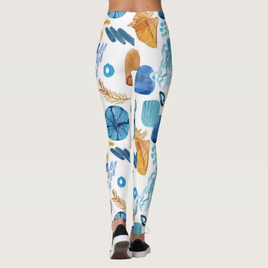 Ocean Life Seamless Pattern Leggings (Dos)