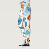 Ocean Life Seamless Pattern Leggings (Gauche)