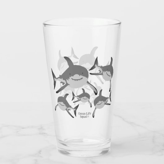 Ocean Life Squad® Shark Design voor Ocean Lovers Glas (Achterkant)