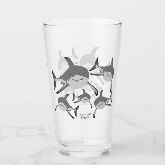 Ocean Life Squad® Shark Design voor Ocean Lovers Glas (Voorkant)